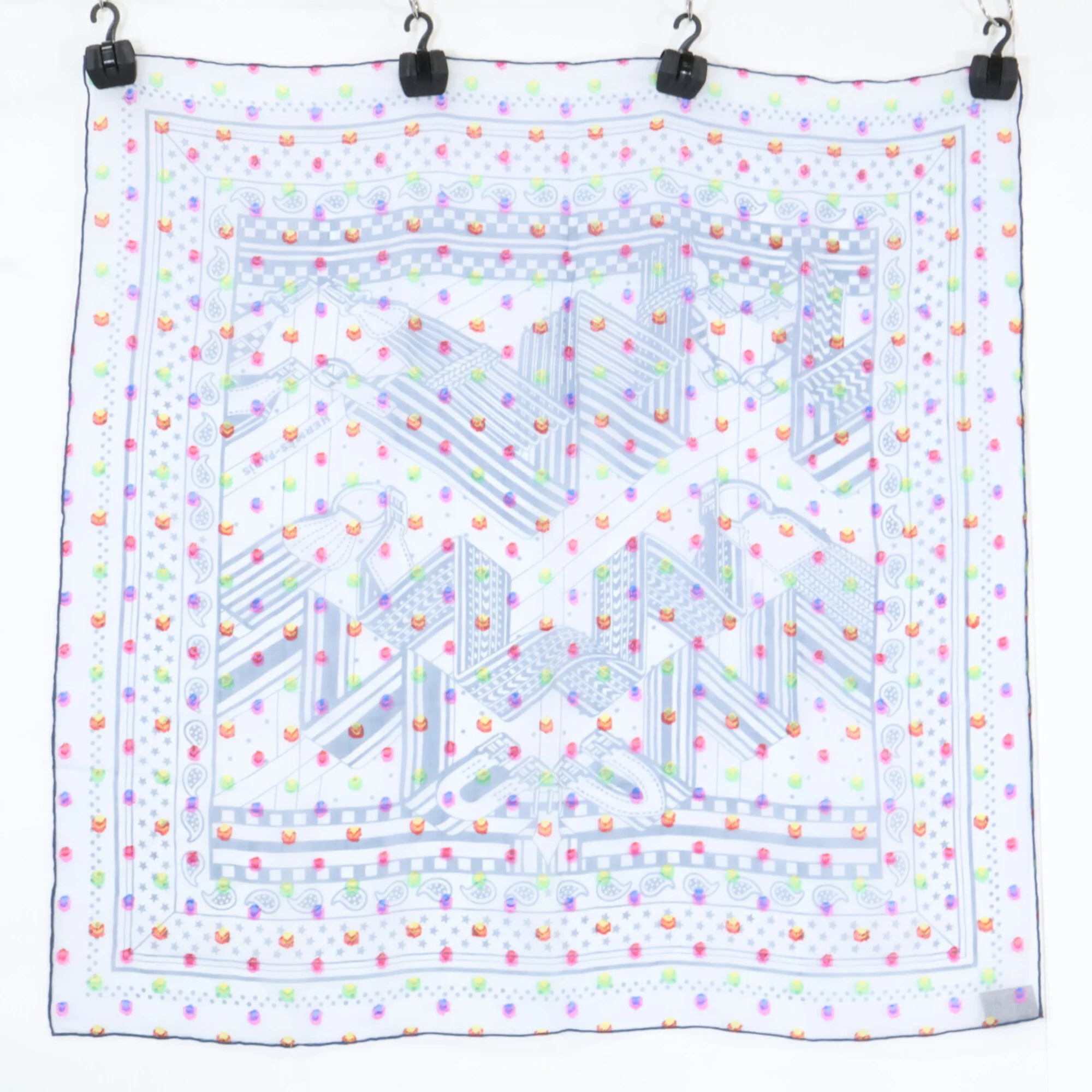 Hermes Authentic Blue Silk Scarf